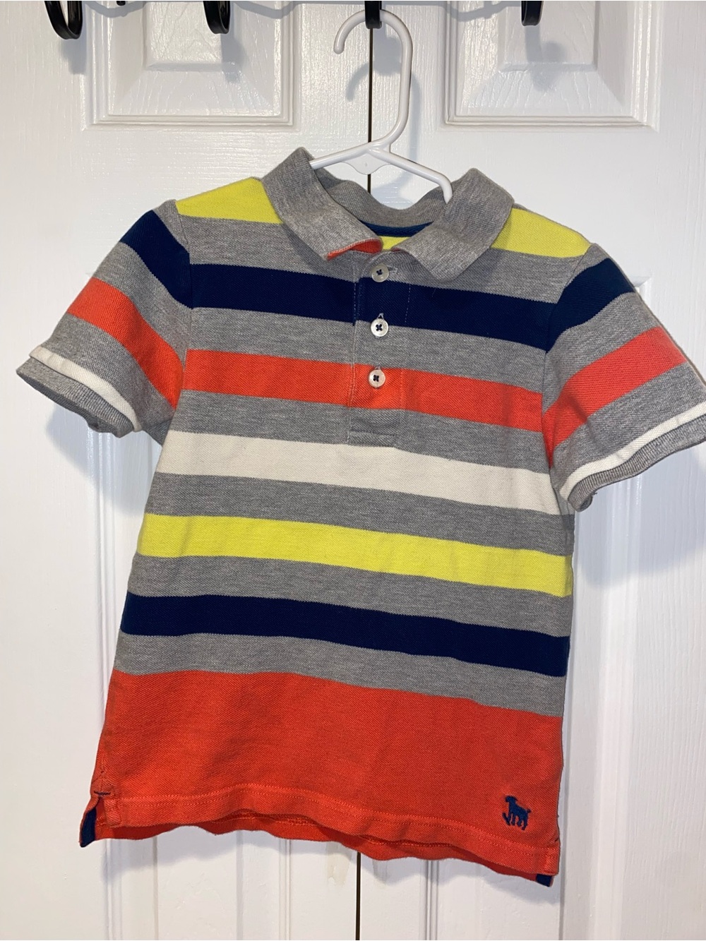Mini Boden Multicolor Striped Polo - Gray, Navy, Coral, Yellow, White 5T
